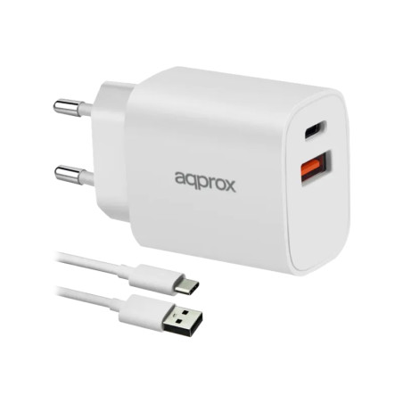 CARG.APPROX QC 1 X USB A+ 1 X USB C+ CABLE APPUSBWALL20W  