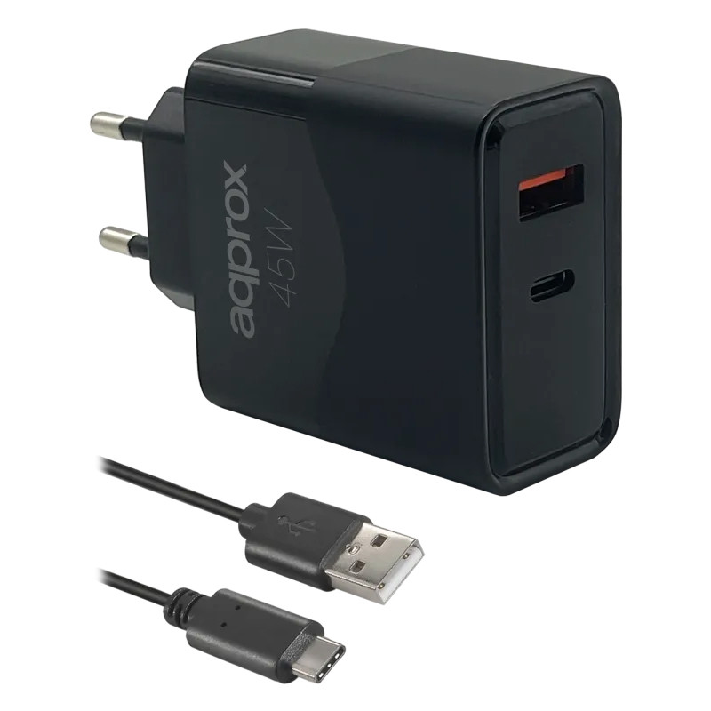 CARG.APPROX QC 1 X USB A+ 1 X USB C+ CABLE APPUSBWALL45W  