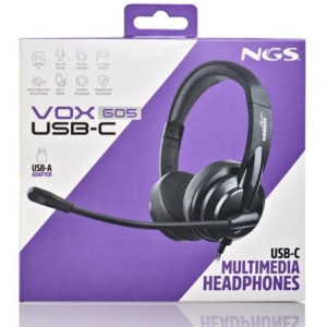 AURICULARES NGS  VOX605 USB-C CON MICRÓFONO USB TIPO-C NEG