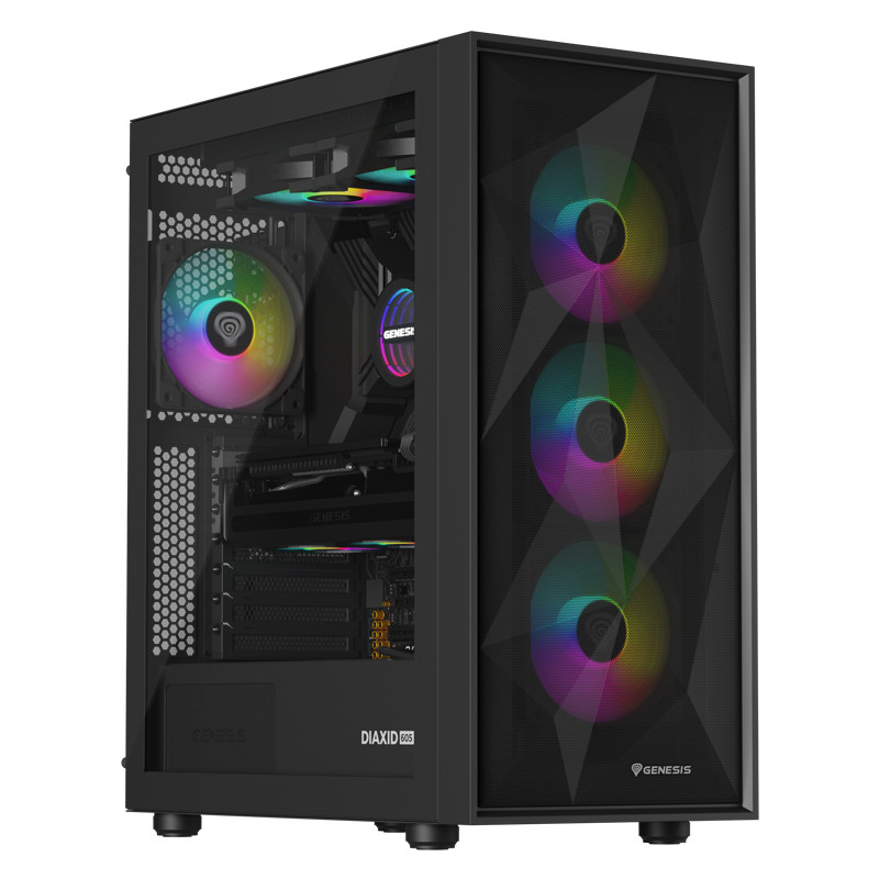CAJA PC GAMING GENESIS DIAXID 605 ARGB ATX CRISTAL  TEMPLADO