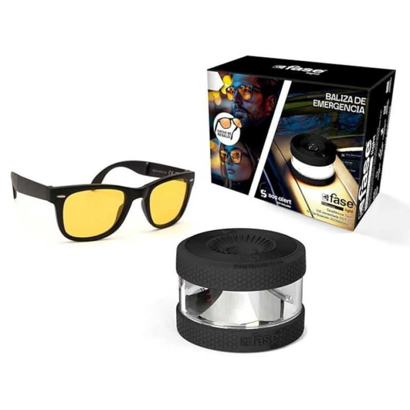 BALIZA V16 CONECTADA FASELIGHT NEGRA + GAFAS