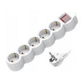 REGLETA 5 TOMAS SHUKO INTERRUPUPTOR 2300W 3M BLANCA