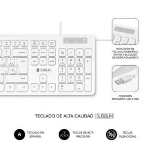 TECLADO SUBBLIM BUSINESS SLIM BLANCO