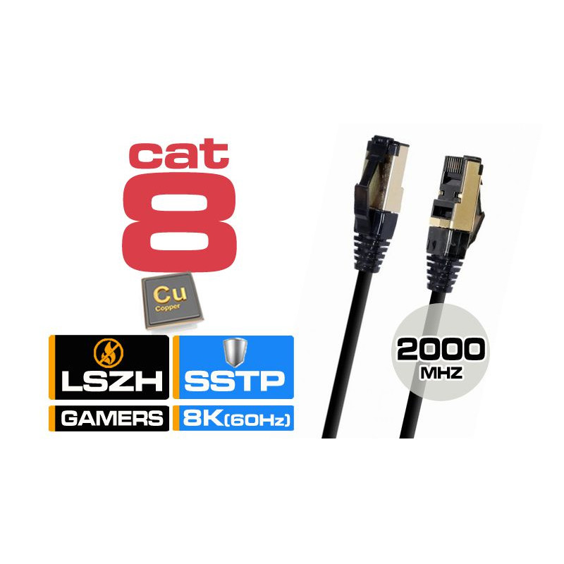 LATIGUILLO S-FTP CAT.8 LSZH 12 MTR.NEGRO