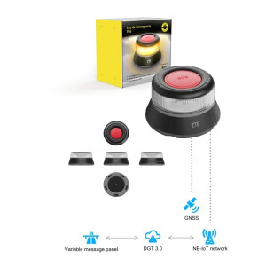 BALIZA V16 ZTE E1 NEGRA  CERTIFICADA BATERÍA 9V IN