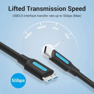 CABLE VENTION MICROUSB MACHO A USB TIPO-C MACHO 50 CM NEGRO