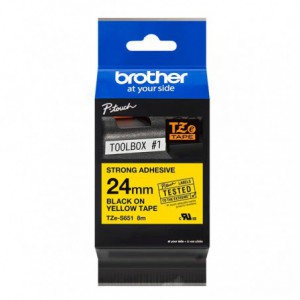 CINTA BROTHER ORIG.TZES651 SUPER ADHES.AMAR/NEGRO 24MM 8M