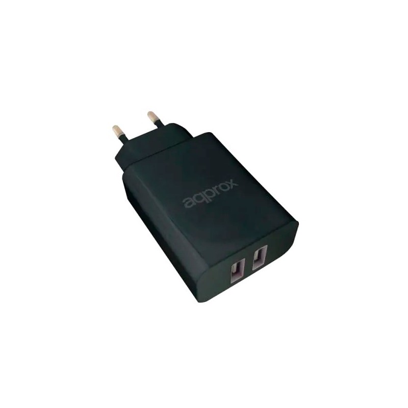 CARGADOR APPROX USB DE VIAJE DUAL 2.4A APPUSBWALL24B NEGRO