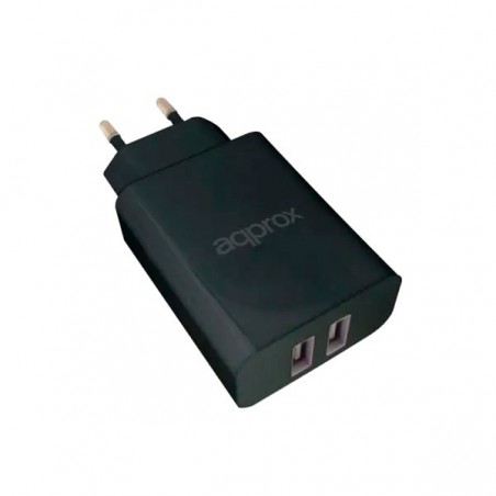 CARGADOR APPROX USB DE VIAJE DUAL 2.4A APPUSBWALL24B NEGRO