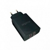 CARGADOR APPROX USB DE VIAJE DUAL 2.4A APPUSBWALL24B NEGRO